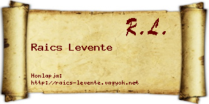 Raics Levente névjegykártya